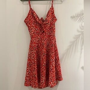 Red floral dress